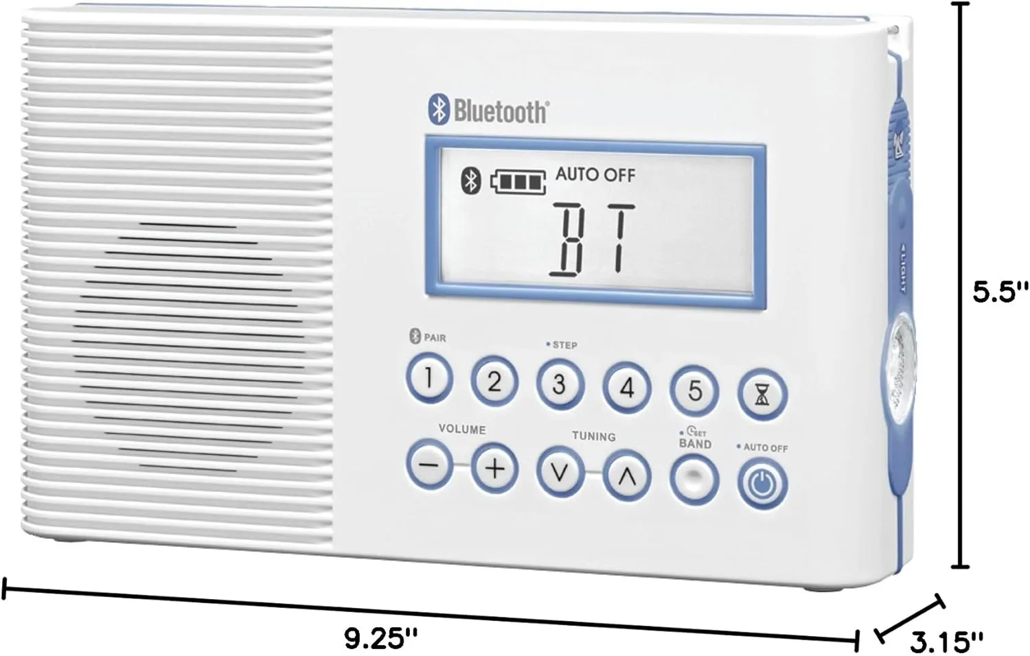Sangean H202 AM/FM Weather Alert Waterproof Shower Radio, White