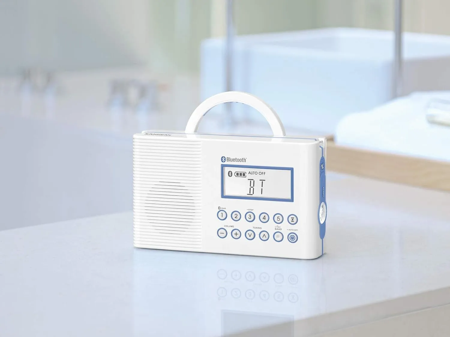 Sangean H202 AM/FM Weather Alert Waterproof Shower Radio, White