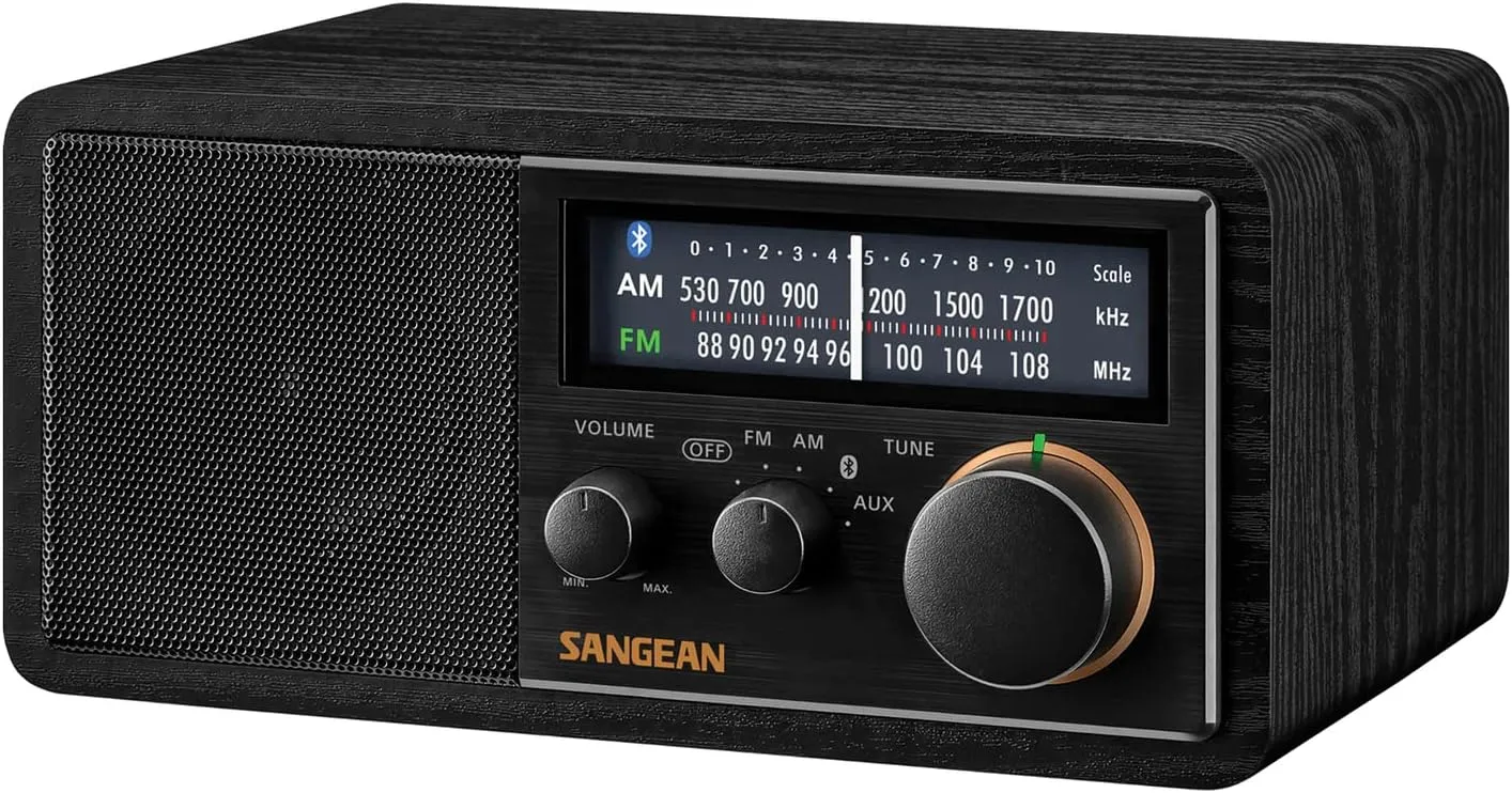 SANGEAN SG-118 AM/FM/Bluetooth Wooden Cabinet Radio with USB Phone Charging