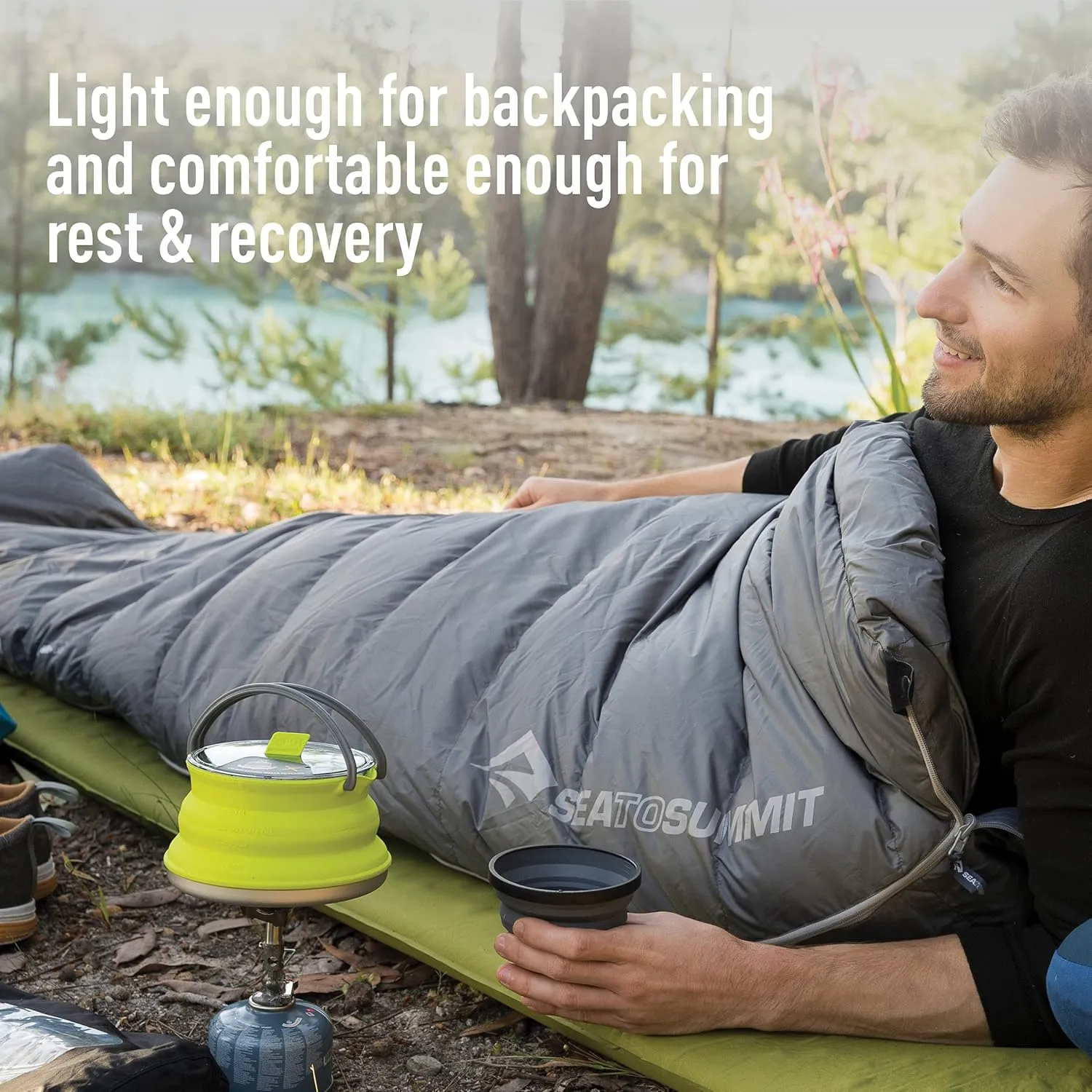 Sea to Summit Camp Self-Inflating Foam Sleeping Mat for Camping and Backpacking, Tapered - Large (78 x 25 x 1.5 inches)