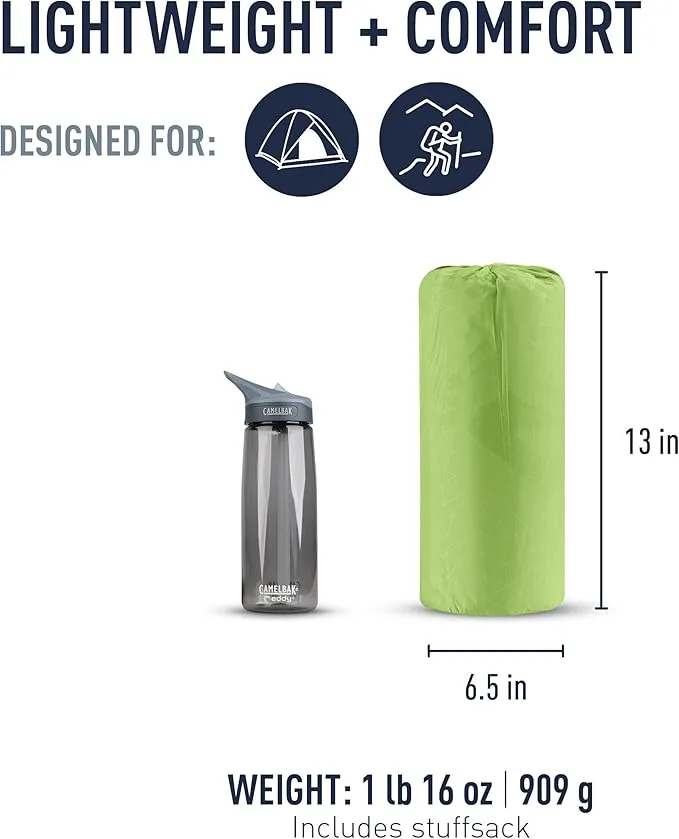 Sea to Summit Comfort Light Self-Inflating Foam Sleeping Pad for Camping and Backpacking, Large (78 x 25 x 2 inches)
