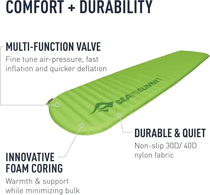 Sea to Summit Comfort Light Self-Inflating Foam Sleeping Pad for Camping and Backpacking, Large (78 x 25 x 2 inches)
