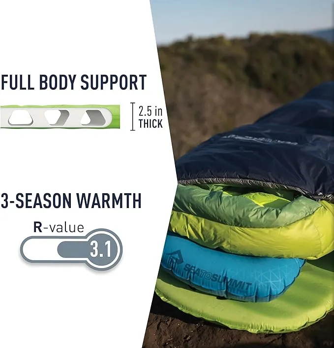 Sea to Summit Comfort Light Self-Inflating Foam Sleeping Pad for Camping and Backpacking, Large (78 x 25 x 2 inches)