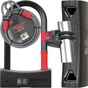 Seatylock Mason Bike U Lock, Locking Cable and Mount Holder Kit - Patented Heavy Duty Anti Theft Diamond Secure ULock - Ultra Security Bicycle Safety Tools for City Electric Mountain Bikes and Scooter