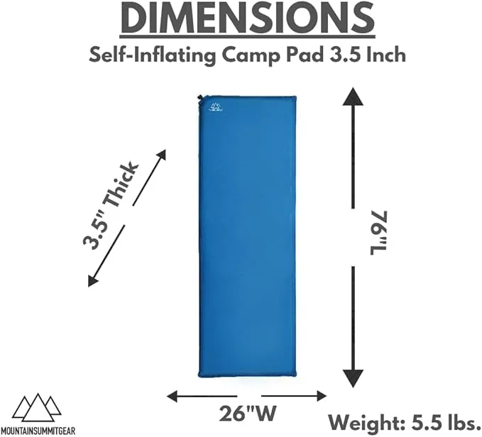 Self-Inflating Camp Pad - 3.5 Inches Thick (Air Mattress Camping Accessory Made by Caddis Sports, Inc.)
