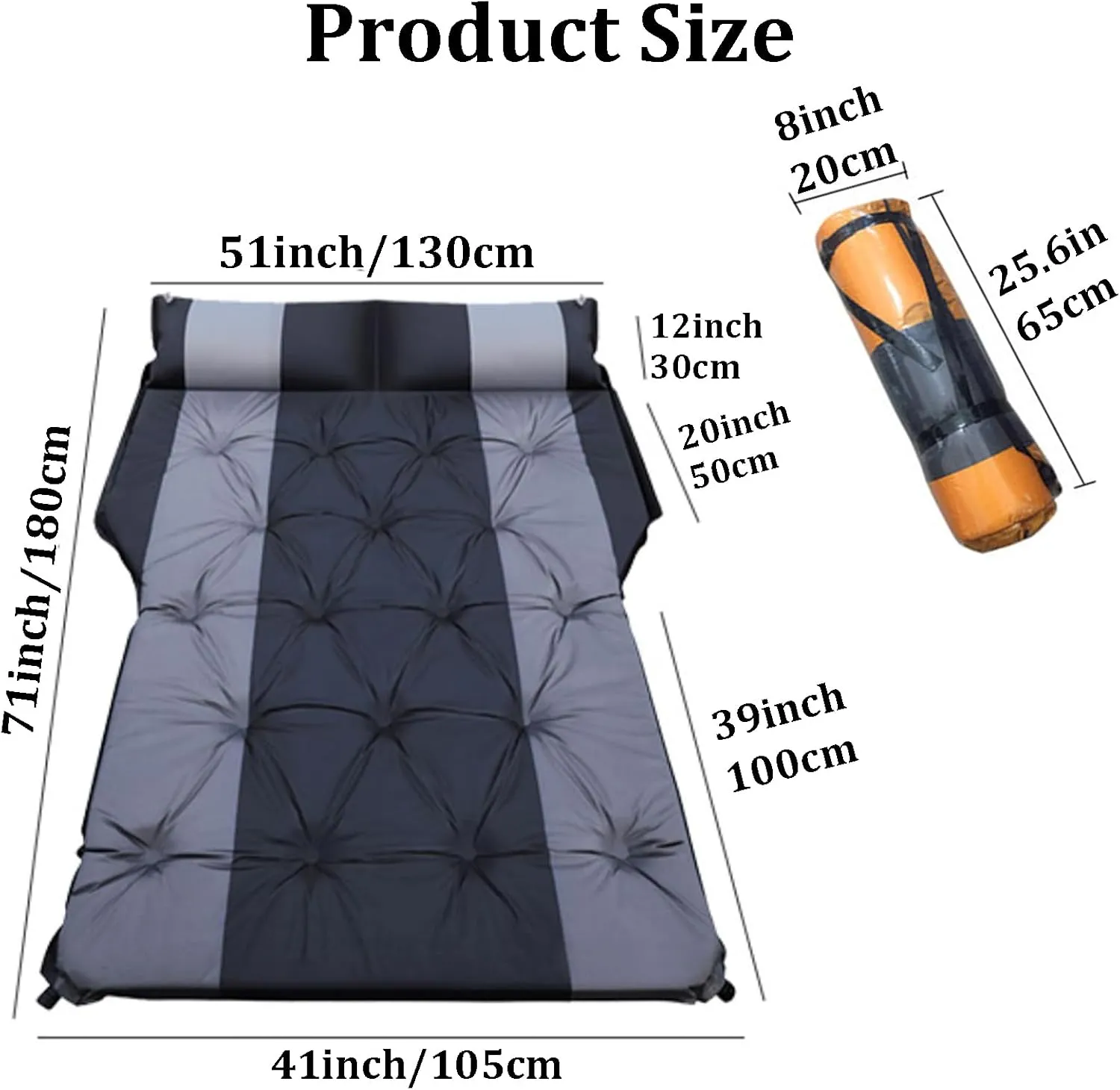 Self-Inflating Car Air Mattress, Portable Car Automatic Air Bed, Outdoor Camping Sleeping Mat SUV Air Mattress with Pillow,Car Bed, Car Sleeping Pad SUV Mattress for Travel, Orange