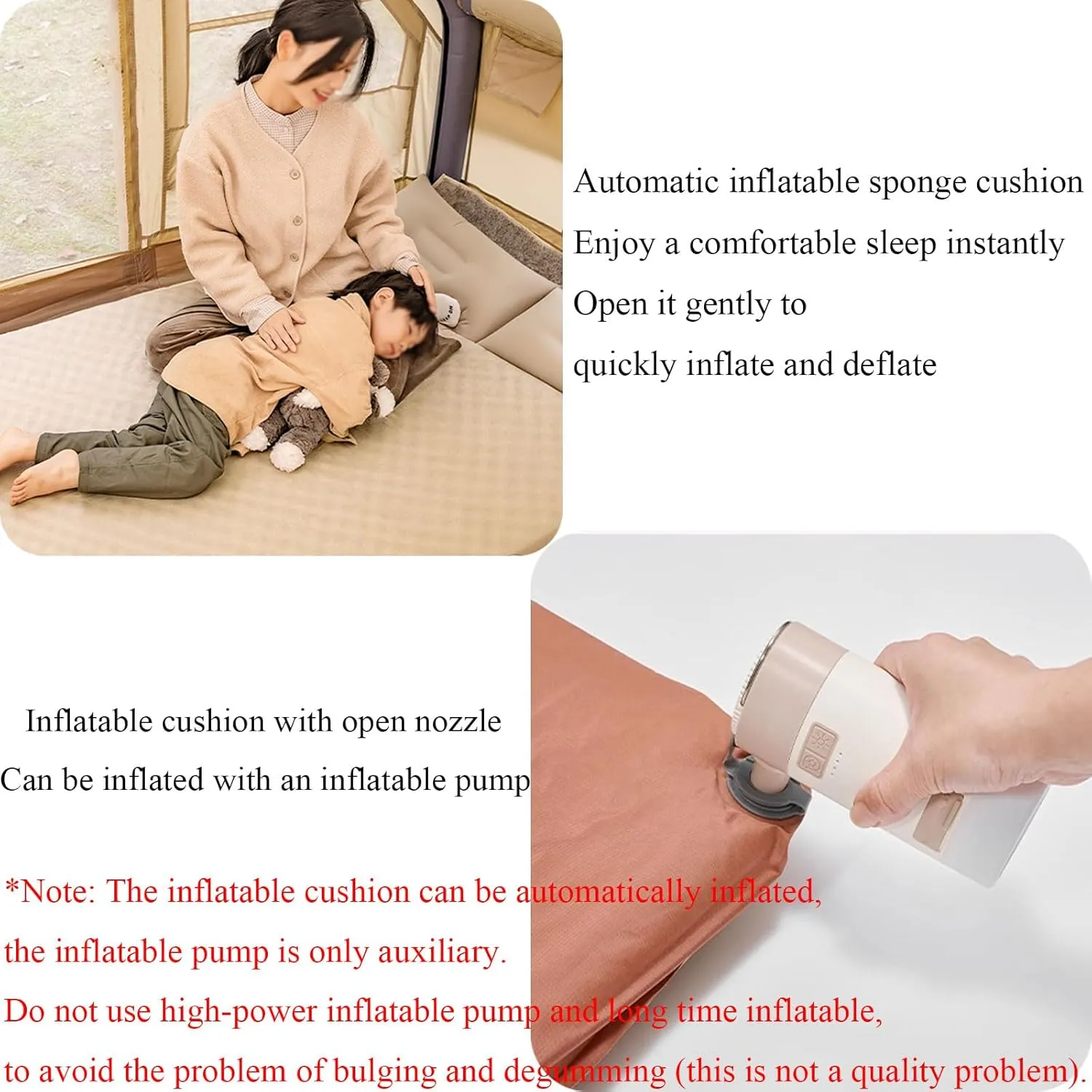 Self Inflating Portable Sleeping Mat Inflatable Roll Mats Sleep Pad Camp Mattress for Tent Outdoor Backpacking Hiking Traveling,Single