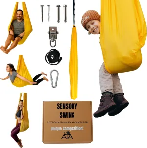 Sensory Swing Indoor & Outdoor - Cotton Spandex Polyester Unique Composition | Kid Swings - Kids Hammock | 59"x59" | Therapy Pod for Kid and Adult Holds Up to 300lbs | Kids Swing