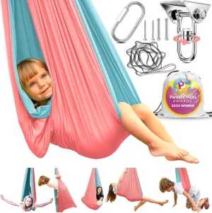 Sensory Swing Indoor Outdoor with 360° Hardware - Holds up to 220 lbs - Calming Therapy Swing for Kids & Adults - Helps with ADHD, Autism, Sensory Processing Disorder - Sturdy Cuddle Hammock