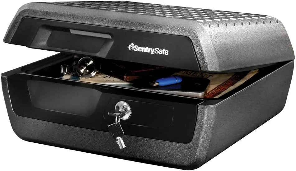 SentrySafe Fireproof and Waterproof Safe Box with Key Lock, Fire and Water Chest Safe for Valuables, 0.36 Cubic Feet, 7.6 x 16.5 x 14.8 Inches, CHW30220