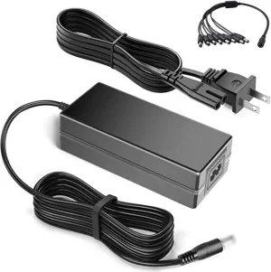 Set: 60W AC Adapter Plus DC Female to 8 Male Power Splitter Cable for Q-See Security System Model: QT228-8H4 / QT228-4H4 / QC308-6D3 / QT5680-8G3 Power Cord Replacement