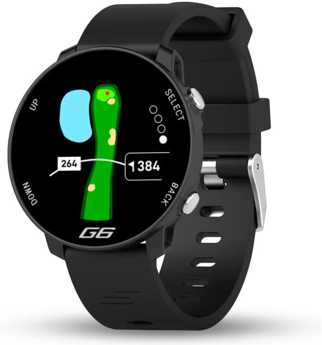 Shot Scope G6 Golf GPS Watch Bundle - Full Hole Maps, F/M/B Distances, Large Display - Includes Extra Carbon Gray Straps, PlayBetter Portable Charger & HD Screen Protectors