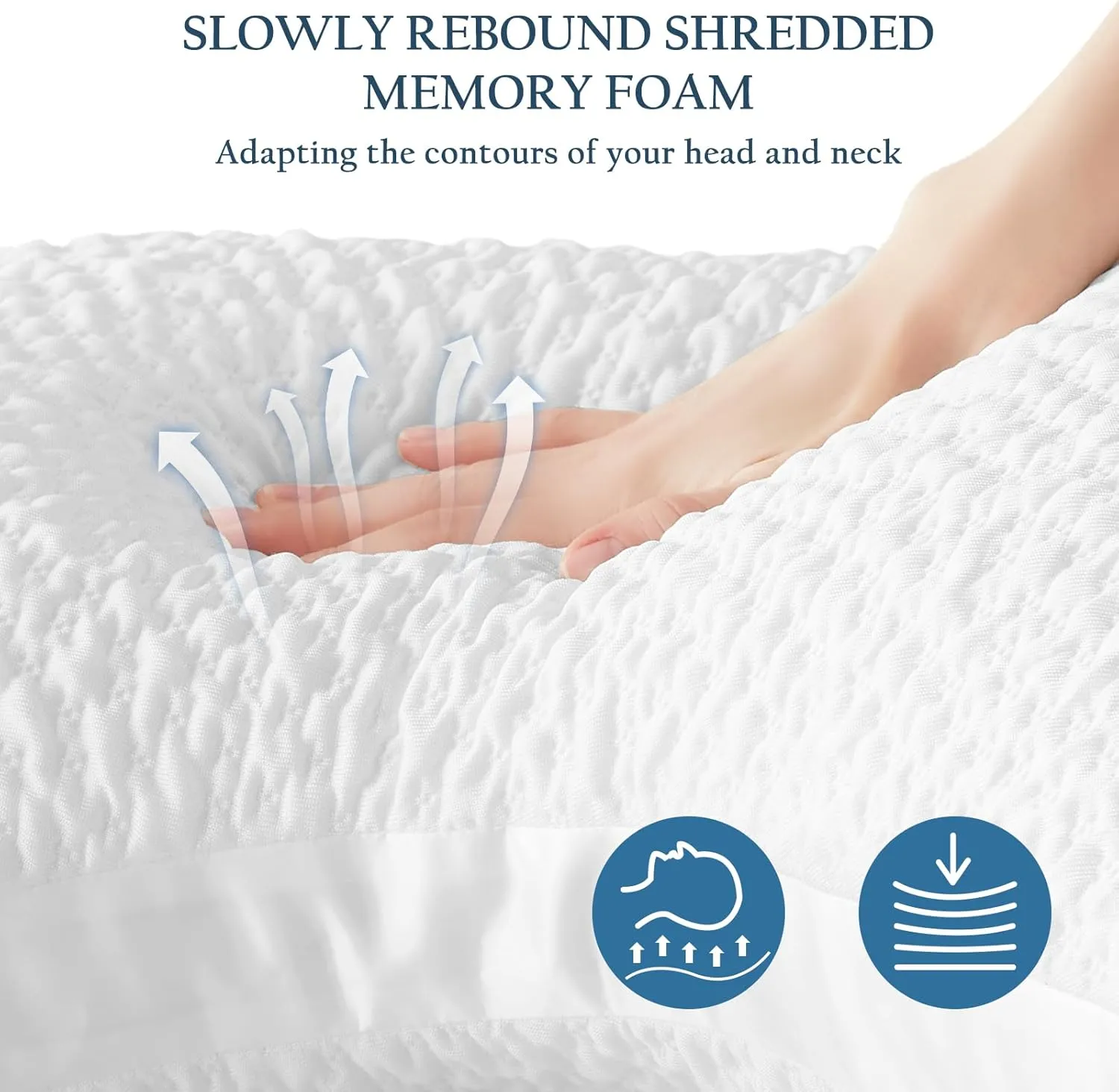 Side Sleeper Pillows for Adults, Adjustable Shredded Memory Foam Bed Pillows for Neck and Shoulder Pain, Standard White Cooling Curved Pillows with Washable Cover & Extra Foam Bag