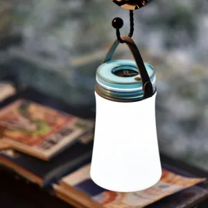Silicone USB Rechargeable Waterproof Travel Tent Camping Lamp LED Night Light with Compass Blue