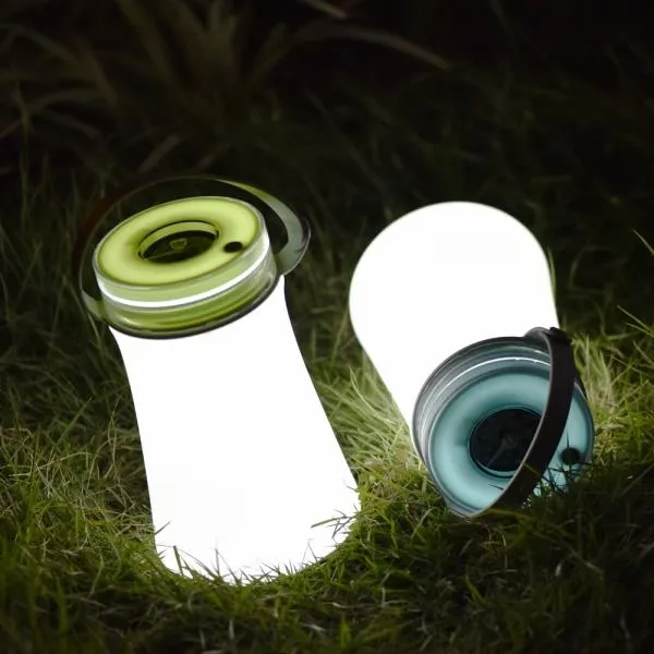 Silicone USB Rechargeable Waterproof Travel Tent Camping Lamp LED Night Light with Compass Blue