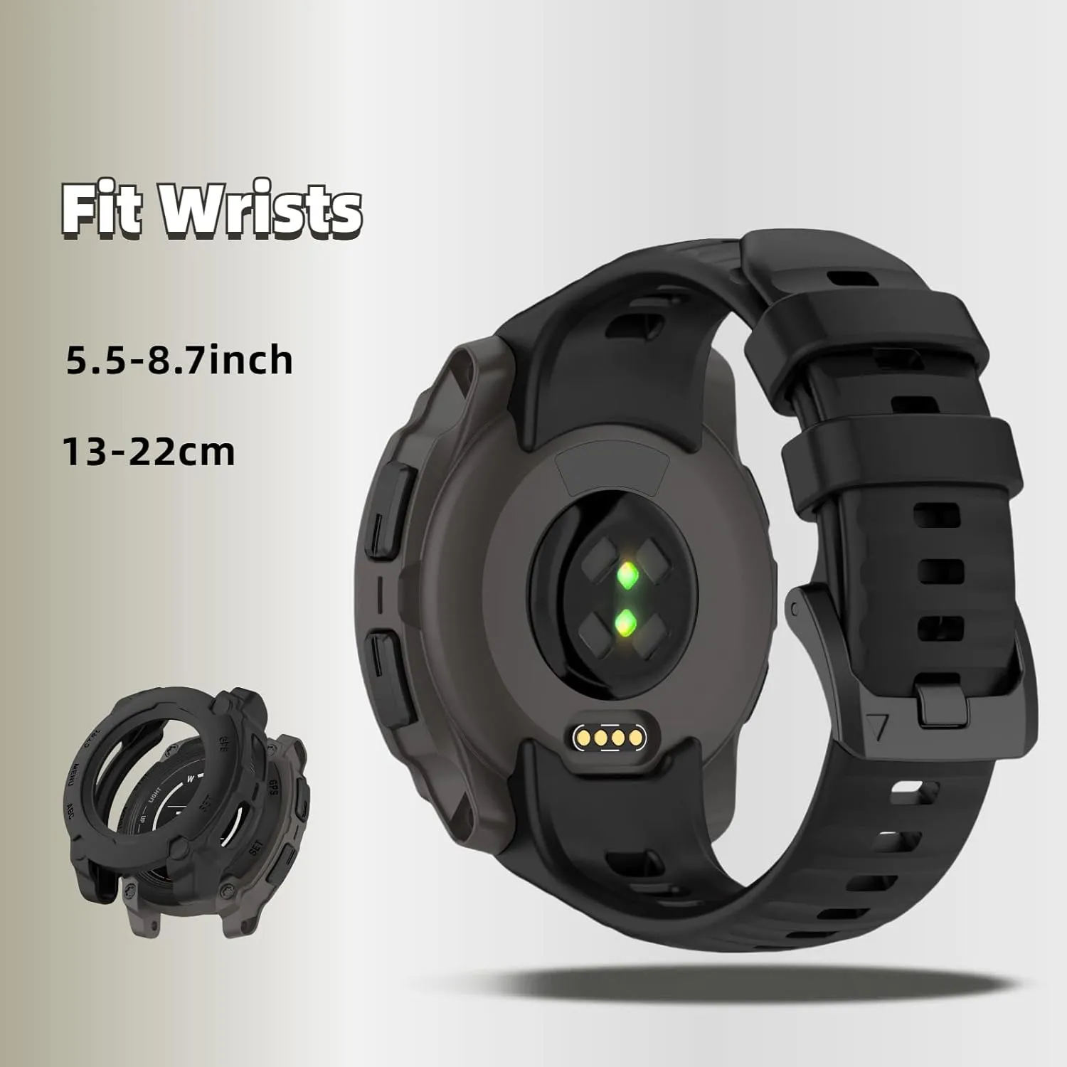 Silicone Watch Band Compatible for Garmin Instinct E 40mm/45mm - Soft Breathable Waterproof Strap for Men Women, Adjustable Sport Wristband with PC Case Bumper
