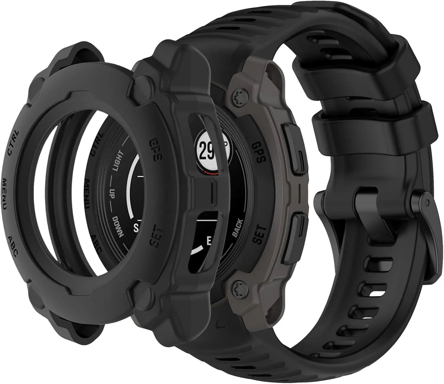 Silicone Watch Band Compatible for Garmin Instinct E 40mm/45mm - Soft Breathable Waterproof Strap for Men Women, Adjustable Sport Wristband with PC Case Bumper