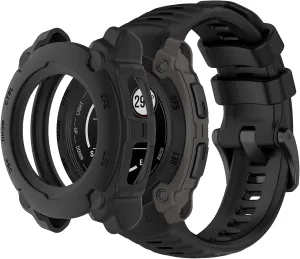 Silicone Watch Band Compatible for Garmin Instinct E 40mm/45mm - Soft Breathable Waterproof Strap for Men Women, Adjustable Sport Wristband with PC Case Bumper