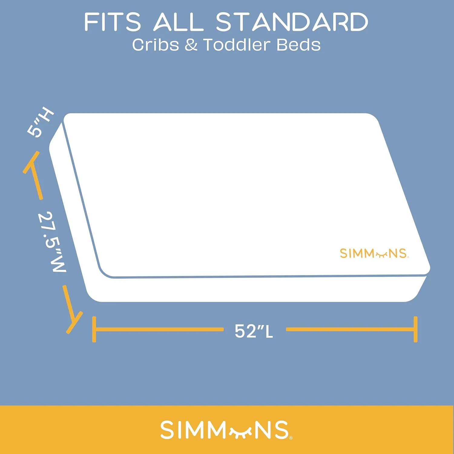Simmons Kids Quiet Nights Breathable Baby Bed Crib Mattress and Toddler Mattress with Removable/Machine Washable Cover - GREENGUARD Gold – Waterproof - Sustainably Sourced Core Fiber Core, Blue