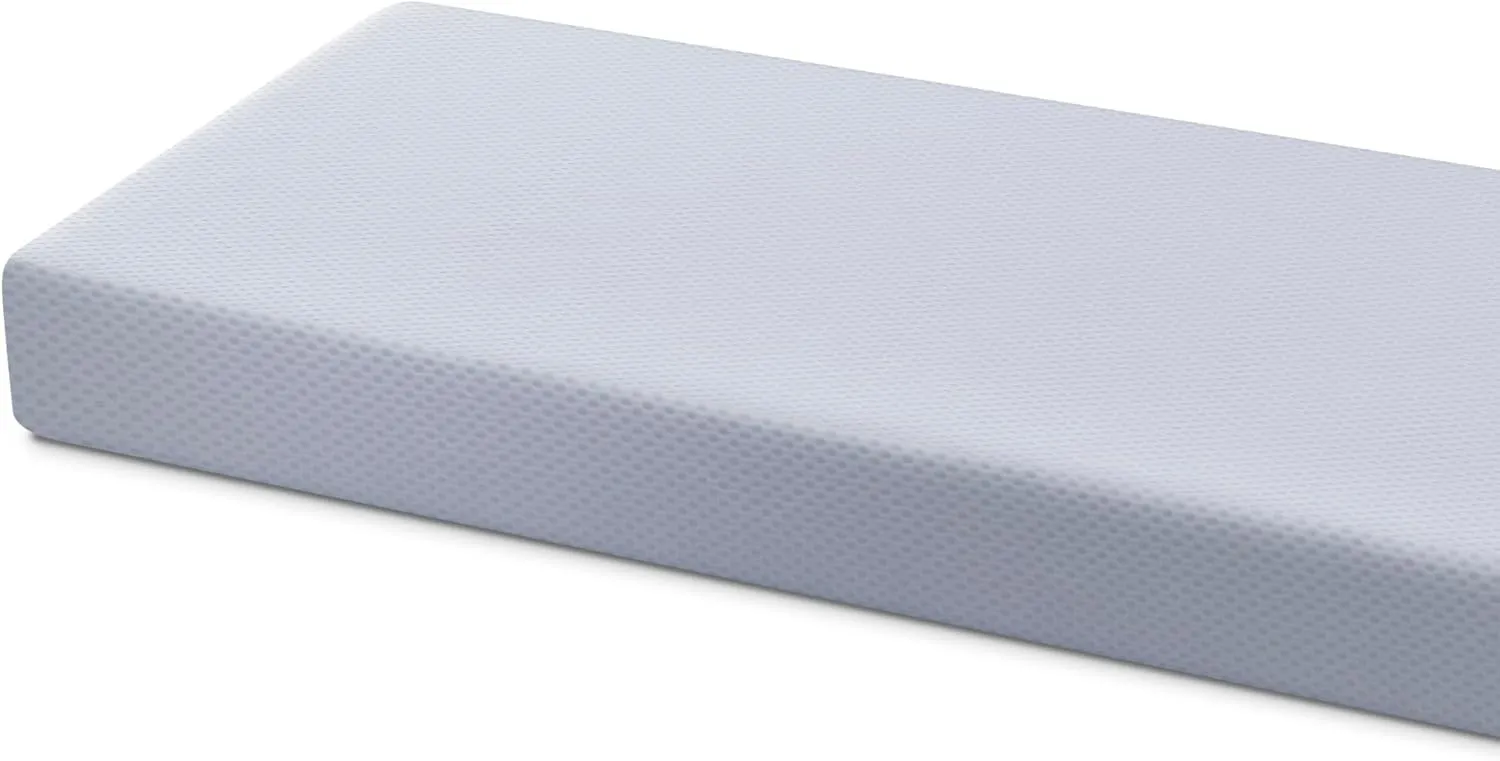 Simmons Kids Quiet Nights Breathable Baby Bed Crib Mattress and Toddler Mattress with Removable/Machine Washable Cover - GREENGUARD Gold – Waterproof - Sustainably Sourced Core Fiber Core, Blue