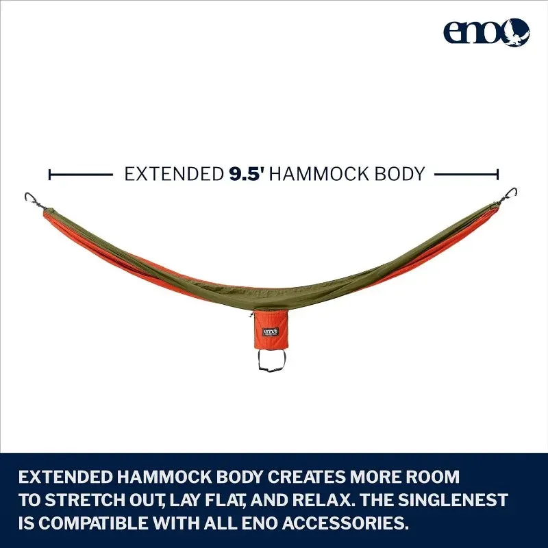 SingleNest Hammock - Lightweight, 1 Person Portable Hammock - for Camping, Hiking, Backpacking, Travel, a Festival,