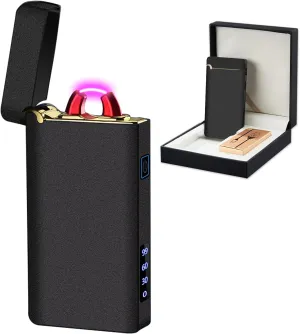 SKRFIRE Flameless Arc Lighter – USB Rechargeable, Windproof Plasma Electric Torch with Multi-Mode Flashlight & Power Display, Best for Outdoor Camping, Tactical & Emergency Use（Matte Black）