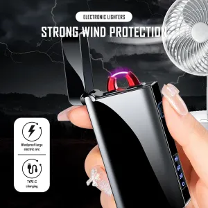 SKRFIRE High-Power Plasma Arc Lighter – USB Rechargeable Windproof Electric Lighter with Multi-Mode Flashlight, Digital Battery Display, Perfect for Camping, BBQ & Outdoor Survival (Black)