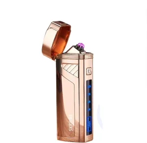 SKRFIRE Triple-Arc Electric Plasma Lighter, Windproof, Rechargeable, Rose Gold