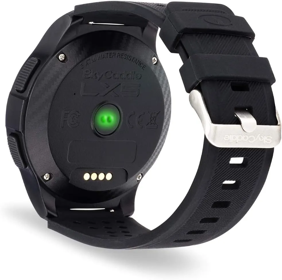 SkyCaddie LX5C Golf GPS Watch Bundle - Touchscreen Golf Range Finder Smartwatch w/Ceramic Bezel, 35K Courses, HoleVue, IntelliGreen, & Digital Scorecard with PlayBetter 5000mAh Portable Charger