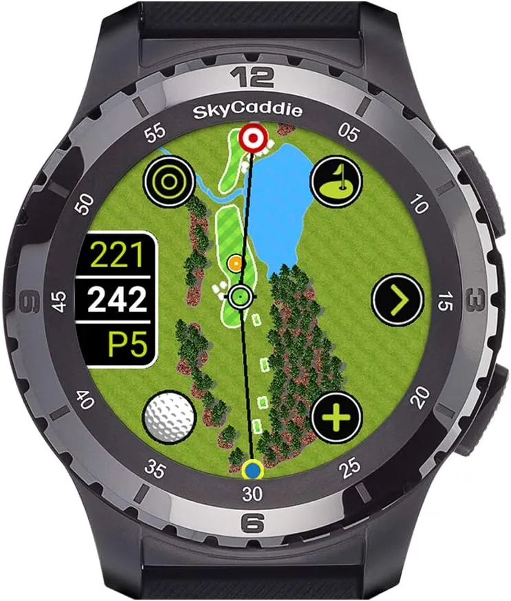 SkyCaddie LX5C Golf GPS Watch Bundle - Touchscreen Golf Range Finder Smartwatch w/Ceramic Bezel, 35K Courses, HoleVue, IntelliGreen, & Digital Scorecard with PlayBetter 5000mAh Portable Charger