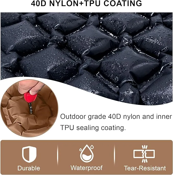 Sleeping Pad for Camping - Inflatable Camping Mat, Ultralight Air Mattress,Built-in Foot Pump Backpacking Sleeping Pad,Compact Sleeping Mats for Camping、Hiking、Traveling (Tawny)