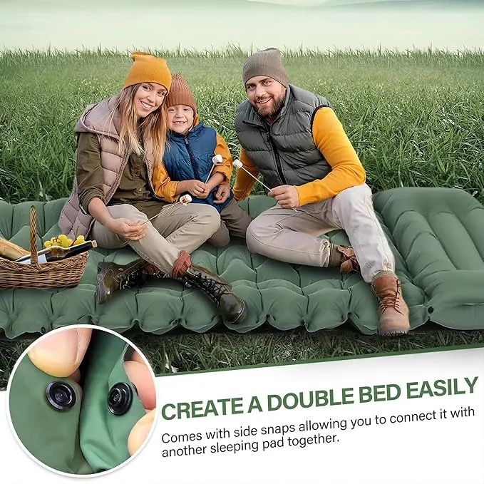 Sleeping Pad for Camping - Ultralight Camping Mattress with Pillow, Built-in Foot Pump, Compact Self-Inflatable Portable Camping Mat for Backpacking, Hiking, Car Traveling, Beach, Tent