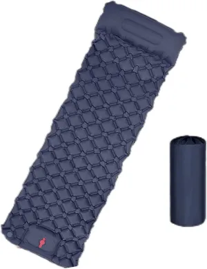 Sleeping Pad for Camping- Ultralight Inflatable Sleeping Mat with Built-in Foot Pump & Pillow, Upgraded Compact Camping Air Mattress for Camping, Backpacking, Hiking (Dark Blue)