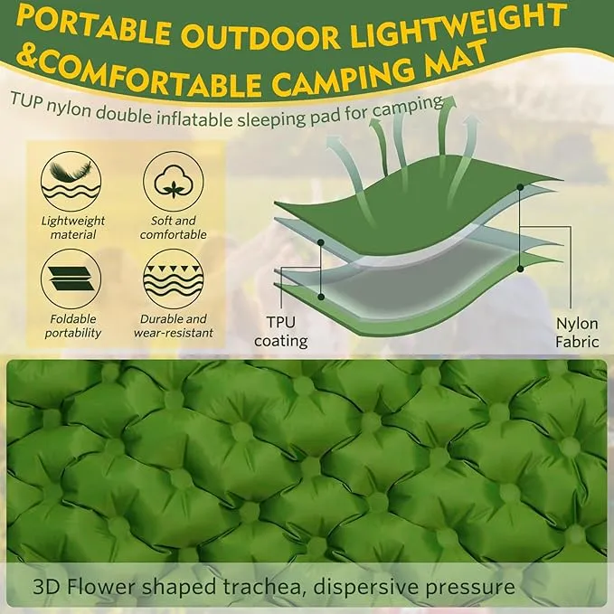 Sleeping Pad for Camping, Ultralight Self Inflating Camping Mat Camping Mattress with Pillow, 78''X47''/78''X27'', Built-in Foot Pump, Camping Pad Air Mattress for Backpacking, Hiking, Traveling, Tent