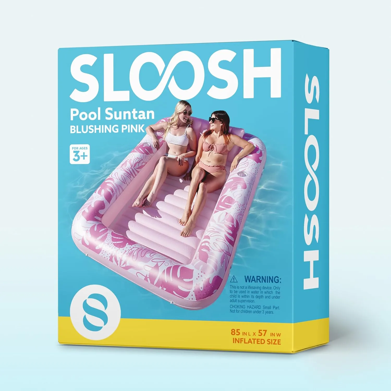 SLOOSH Inflatable Tanning Pool Lounger Float, 85" x 57" Extra Large Pool Floats Adult with Pillow, 4 in 1 Suntan Tub Raft Floatie,Sunbathing Bed Lounge for Water Blow Up Ball Pit, XL-Blushing Pink