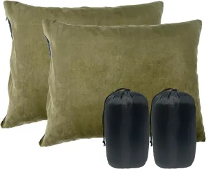 Small Camping Pillow, Lightweight Portable Compressible Backpacking Pillows for Outdoor Travel Hiking Sleeping, Green 2 Pack