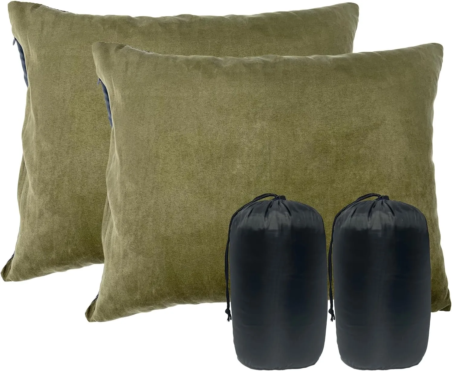Small Camping Pillow, Lightweight Portable Compressible Backpacking Pillows for Outdoor Travel Hiking Sleeping, Green 2 Pack