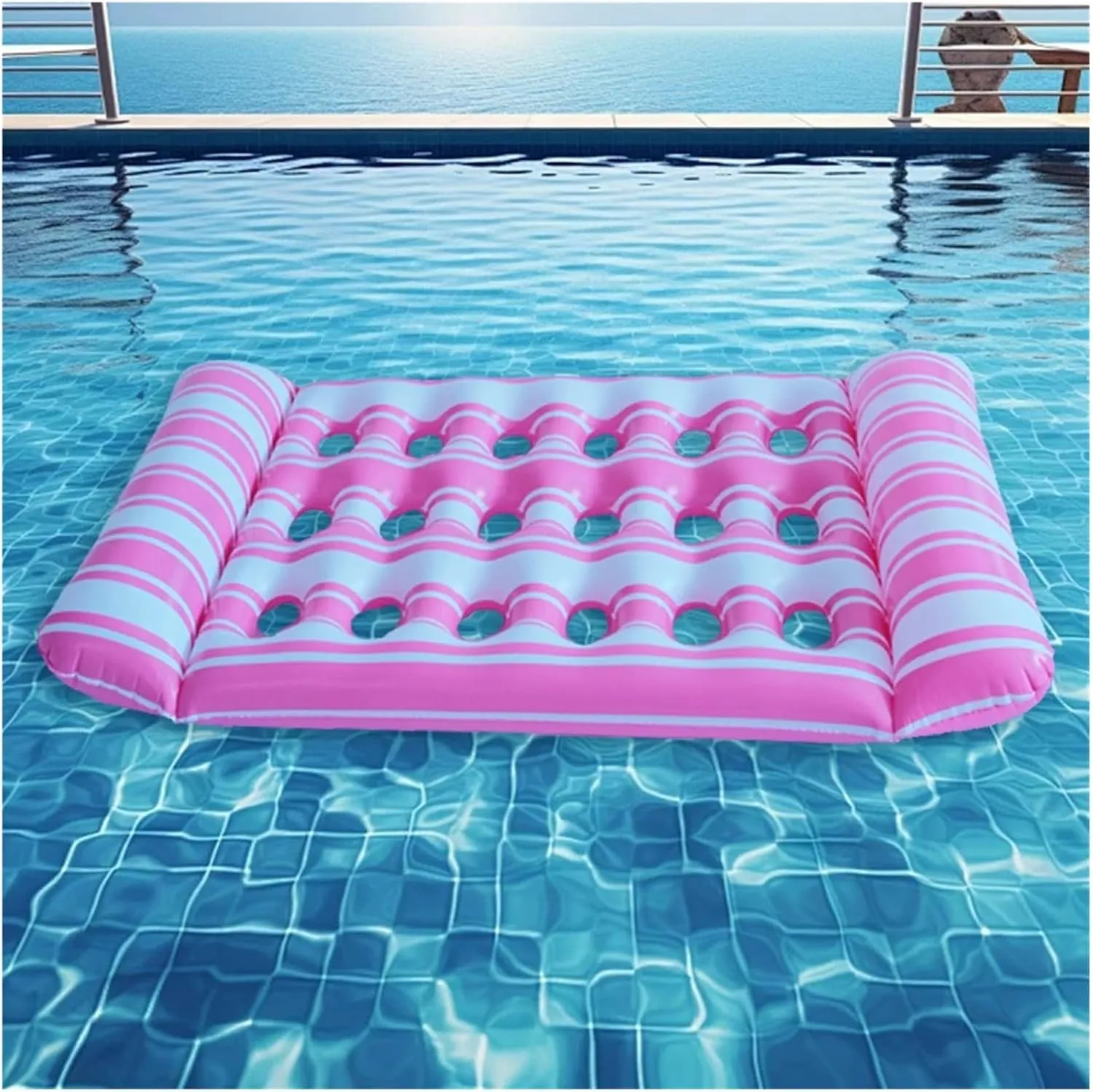 Small Inflatable Water Bed Summer Foldable Hammock Inflatable Sea Mattress PVC Floating Sleeping Bed Chair Beach Lounger Buoy Good-Looking