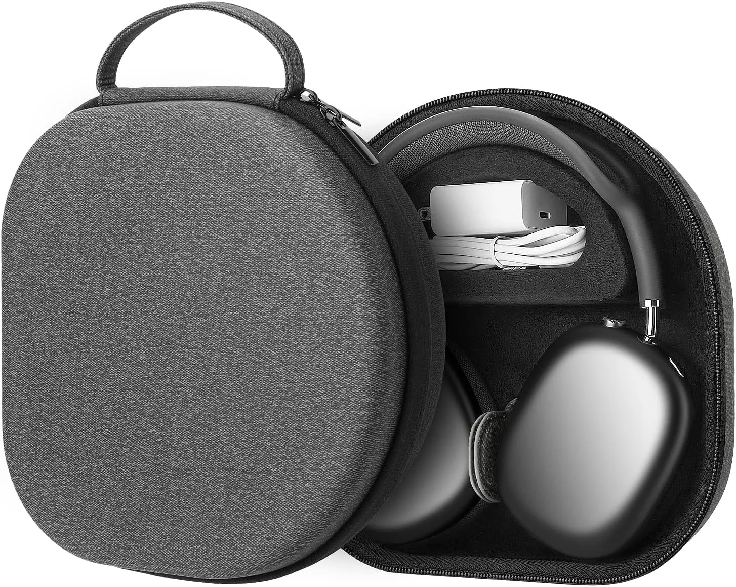 Smart Case for New Apple AirPods Max Supports Sleep Mode, Hard Organizer Portable Carry Travel Cover Storage Bag (Dark Grey)