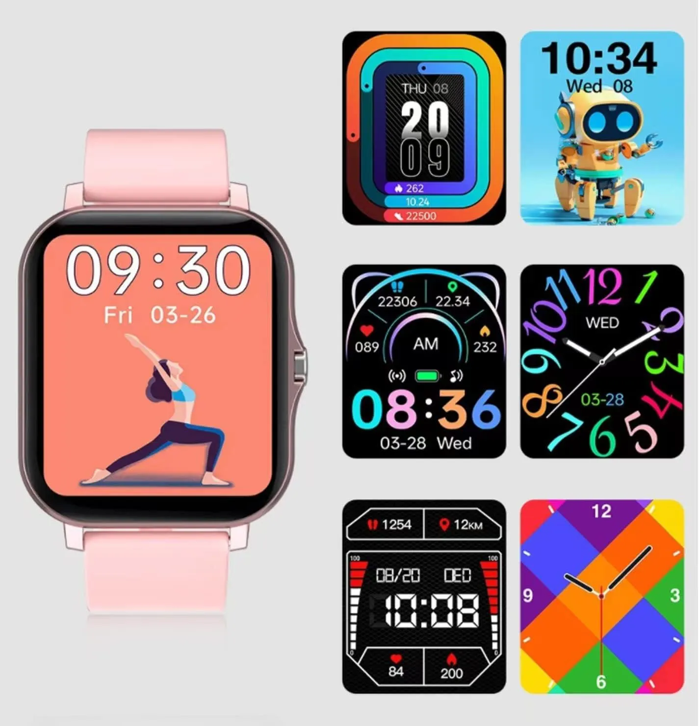 Smart Fitness Tracker Watch for Android/iOS - IP68, Heart Rate/Blood Oxygen/Sleep Monitoring, 8 Sports Modes, Breath Training, Weather Updates - 1.69-Inch Display for Men and Women (Rose Gold)