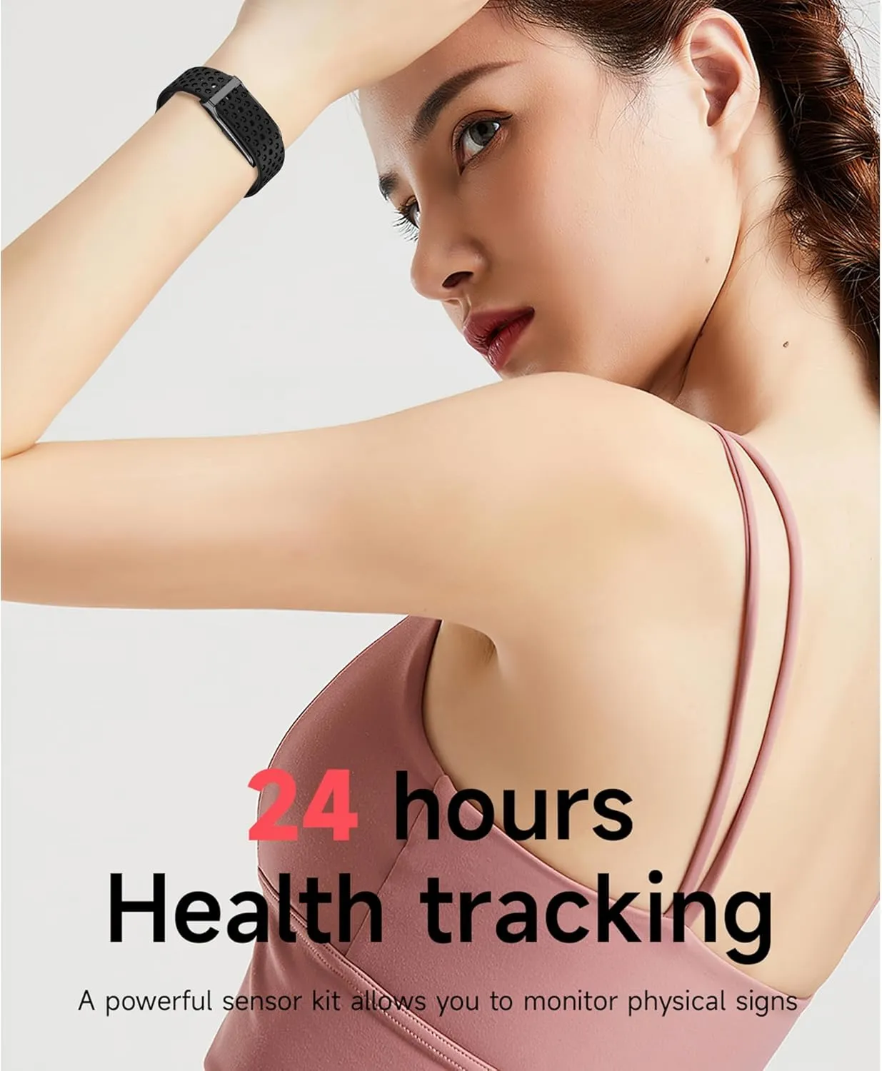 Smart Health Wristband, Fitness & Activity Tracker, One-Touch Measurement Function, Measuring Heart Rate, Sleep, Stress Health Data, 120  Exercise Modes, Wearable Health (Black Nylon)