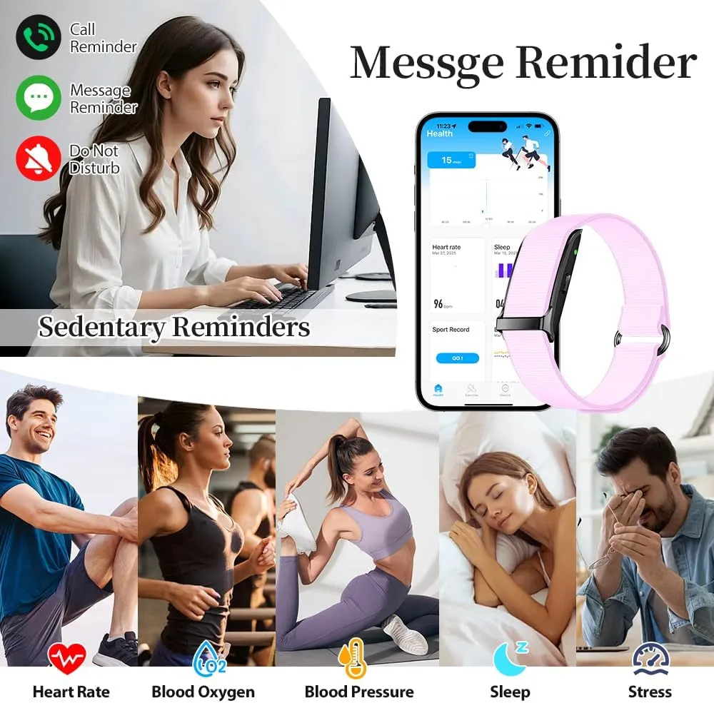 Smart Health Wristband for Men Women, Wearable Activity & Fitness Tracker with GPS, 100  Sport Modes, Measuring Heart Rate, Health, Sleep, Stress, IP68 Waterproof Health Tracker with Free App