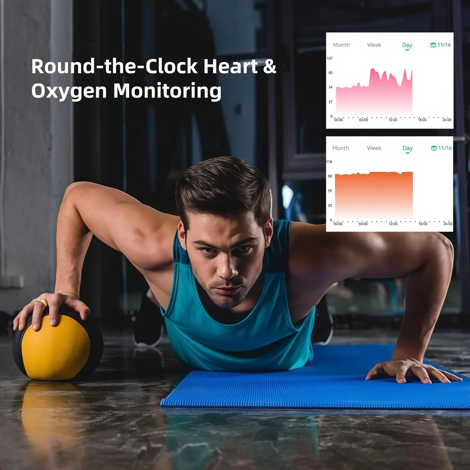 Smart Ring Fitness Tracker for iOS & Android – Sleep Monitor Heart Rate Blood Oxygen & Pressure 8 Sports Modes IP68 Waterproof NO Subscription Long Battery Life (Champagne Gold, 11#(20.57mm/0.81in))