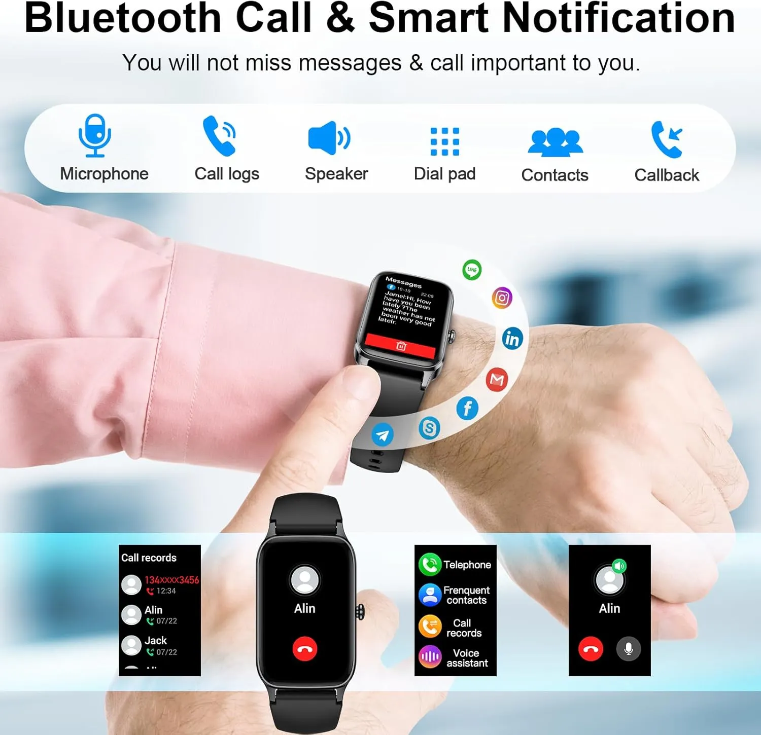 Smart Watch for Men Women(Answer/Make Call), 2025 HD Touch Fitness Activity Tracker 1.57” Smartwatch with Heart Rate/Sleep Monitor/Pedometer/113  Sports, IP68 Waterproof Fitness Watch for Android iOS