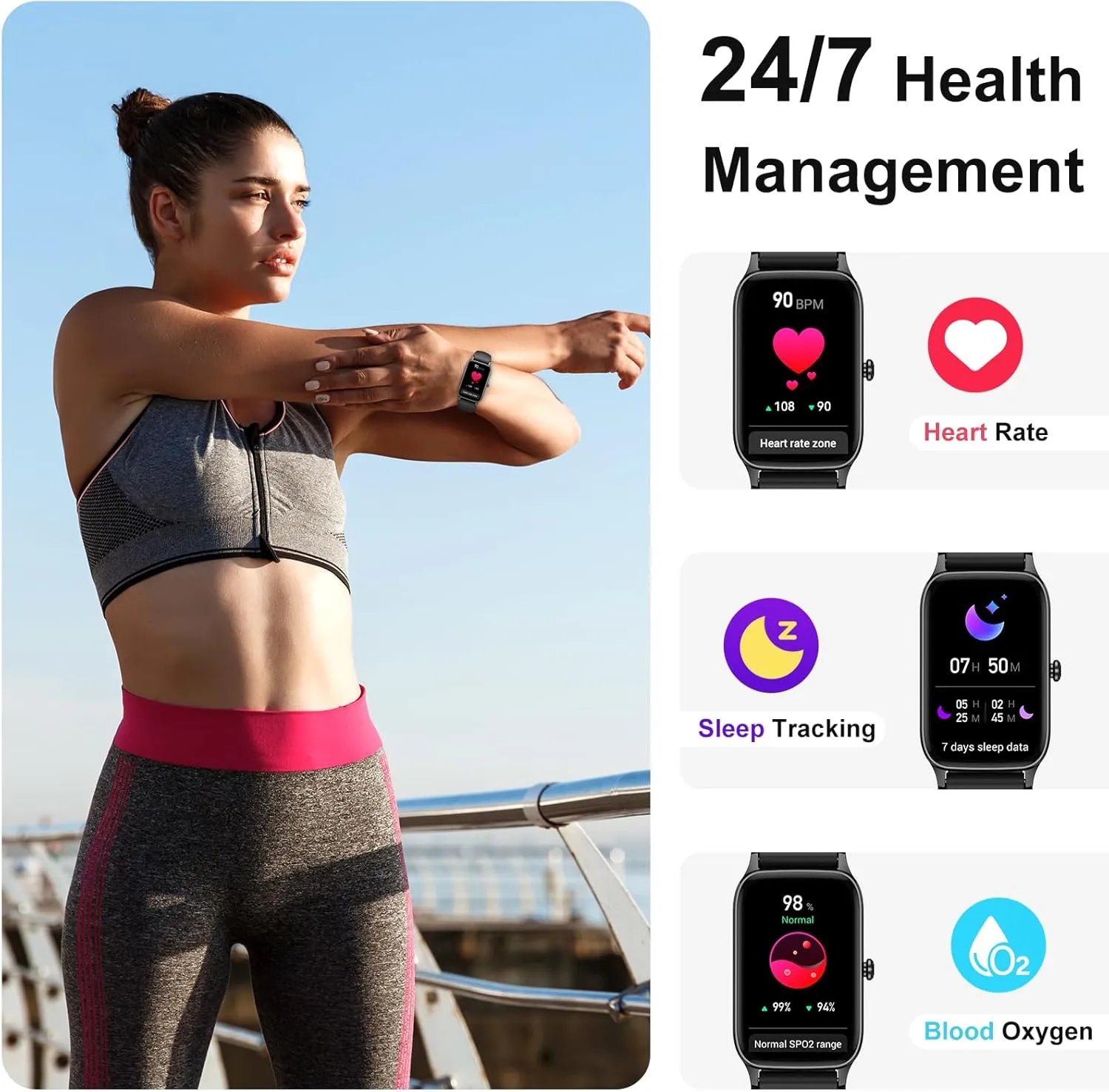 Smart Watch for Men Women(Answer/Make Call), 2025 HD Touch Fitness Activity Tracker 1.57” Smartwatch with Heart Rate/Sleep Monitor/Pedometer/113  Sports, IP68 Waterproof Fitness Watch for Android iOS
