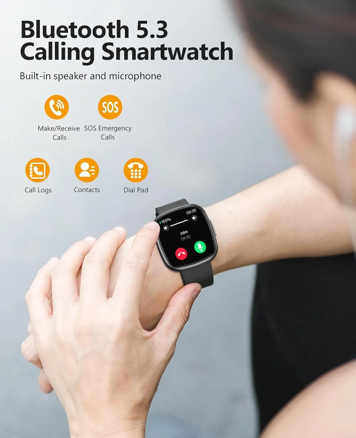 Smart Watches, 1.72" Smartwatch for Men Women (Answer/Make Call), Fitness Tracker with 100  Sport Modes, IP68 Waterproof, Heart Rate/Sleep/Spo2 Monitor, Activity Tracker for Android iOS