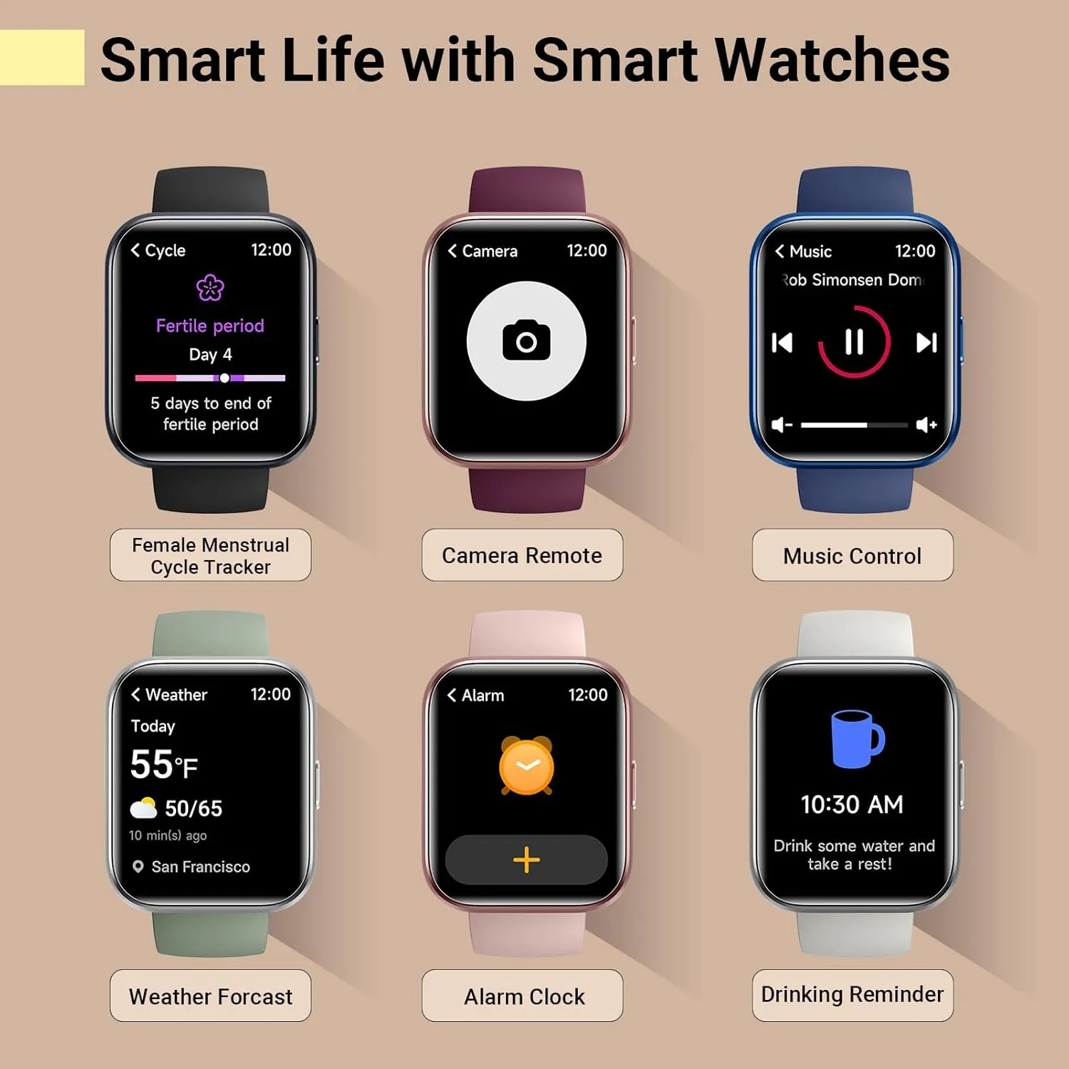 Smartwatch for Women/Men, Compatible with Android & iPhone, 1.8'' Fitness Tracker Watch with Alexa, Call & Notification Alerts, Heart Rate & Sleep Monitor, 120 Sports Modes, Waterproof Smart Watch