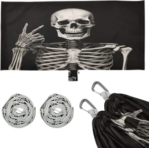 Smiling Skull Camping Hammock, Single Portable Hammocks with Tree Straps & Attached Carry Bag, 330Lbs Capacity Perfect for Outside Indoor Hiking Beach Backpack Travel