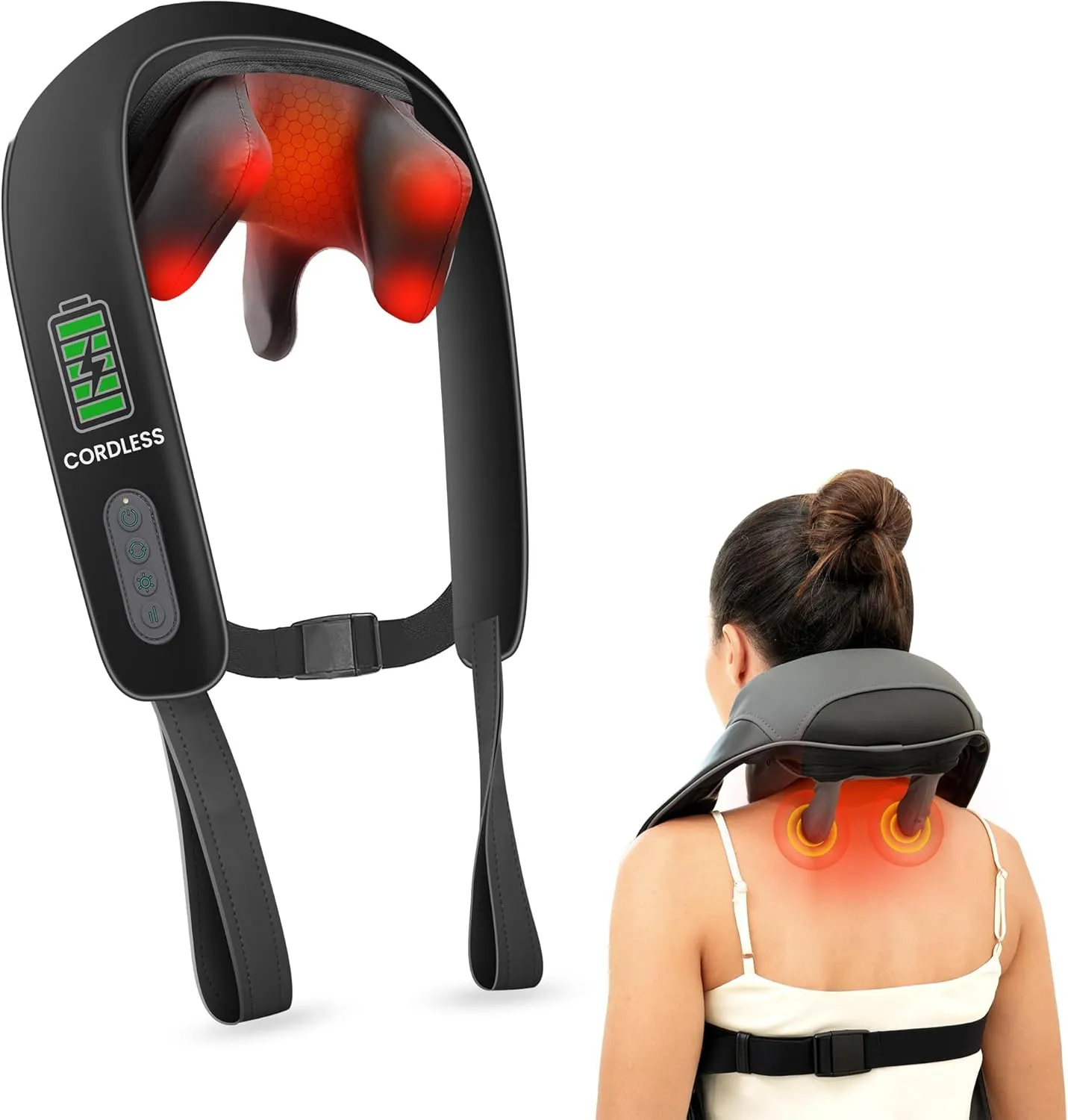 Snailax Neck Massager for Pain Relief Deep Tissue, Neck Massage with Heat, FSA HSA Eligible, Cordless Massager for Back and Shoulder Pain, Deep Kneading Back Massager, Gift for Mom Dad