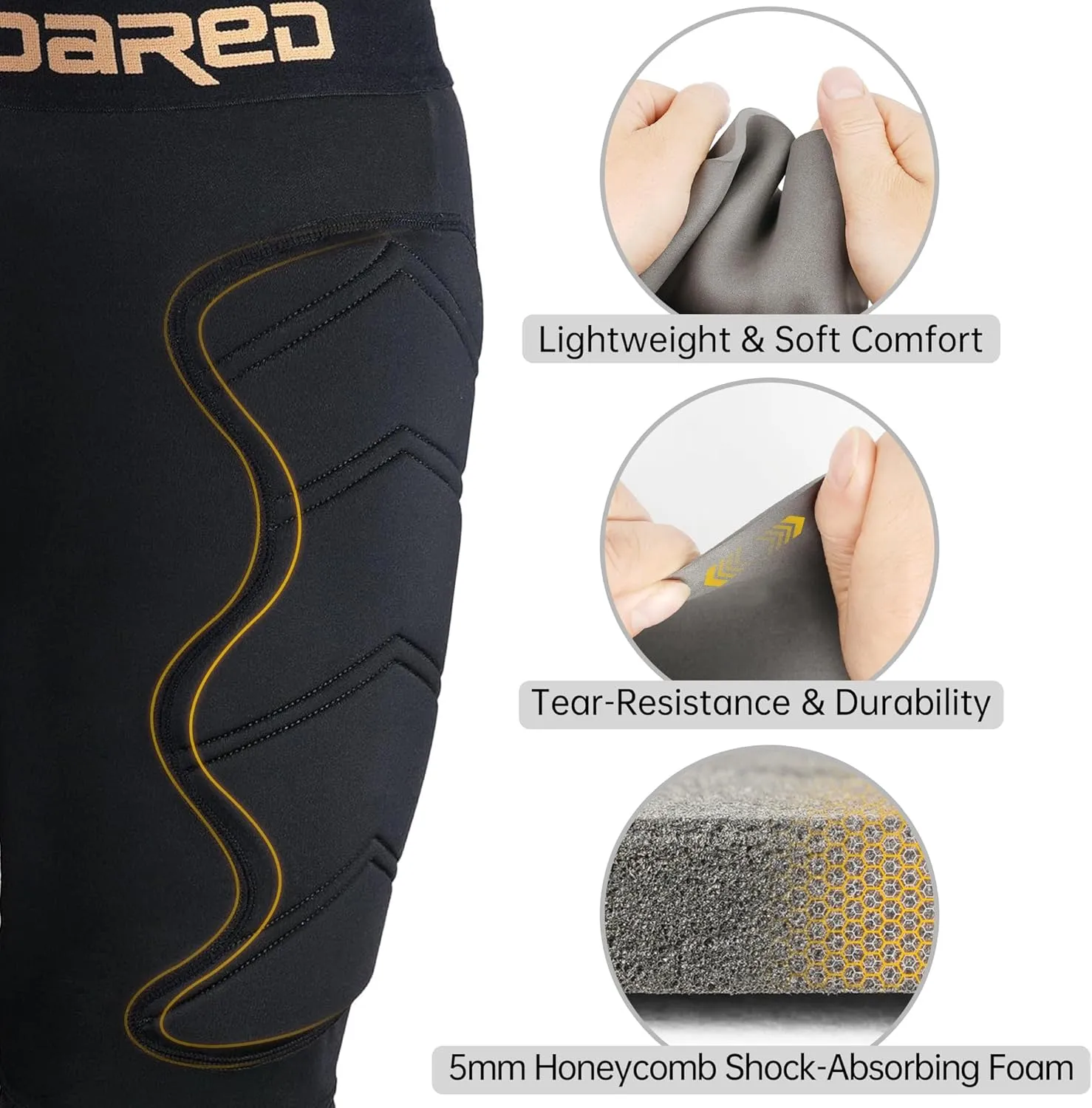 Soared Youth Baseball Sliding Shorts, 5mm Shockproof Pad, Padded Compression Shorts Tear Resistant w/Cup Pocket for Softball